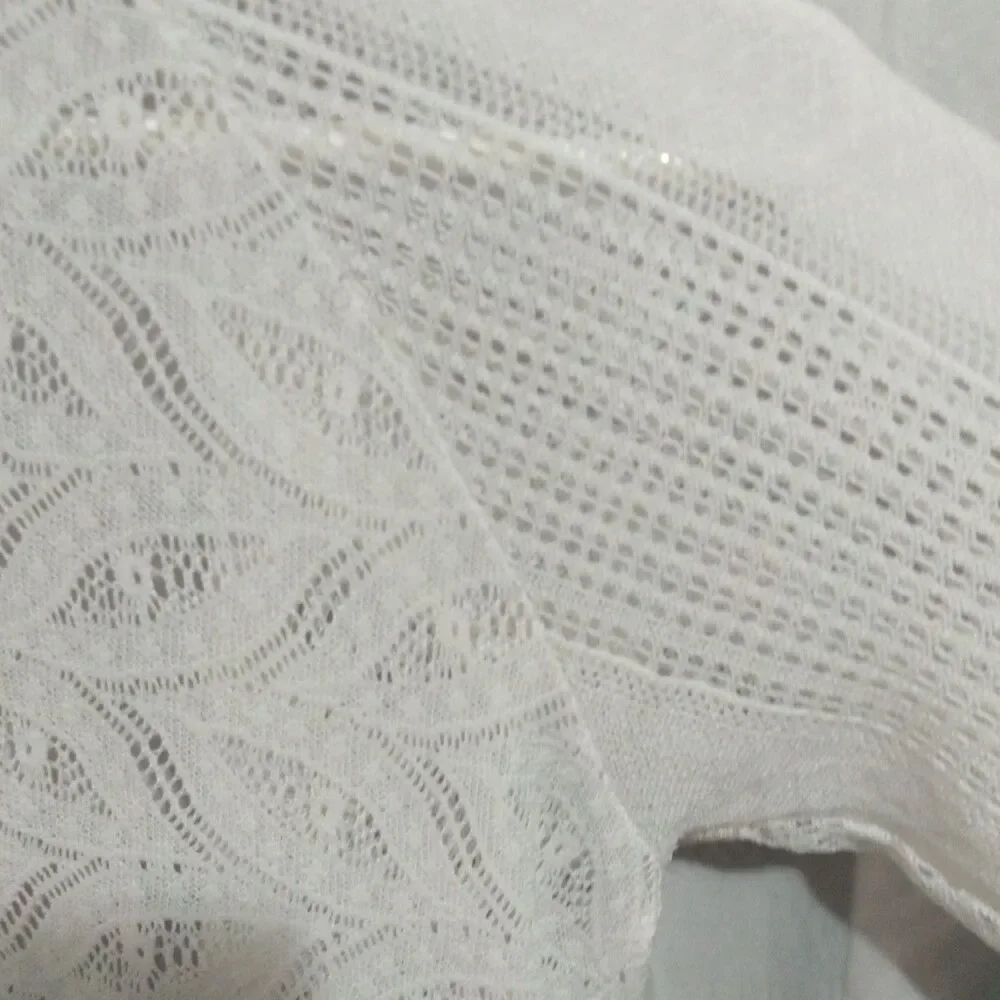 Cactus Size S Crochet White Cardigan With Lace. - Picture 10 of 12